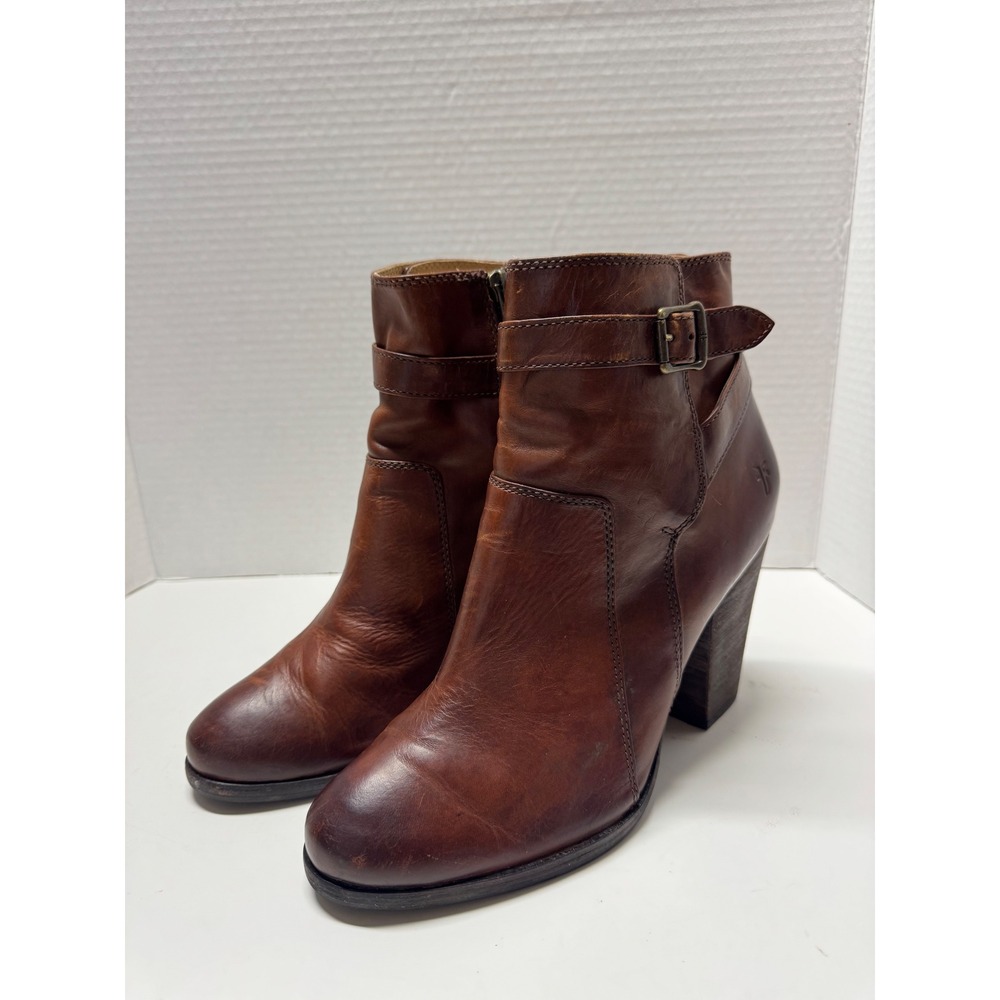Frye Patty Riding Bootie Cognac Leather Ankle Boots Brown‎ 10 M 3476983